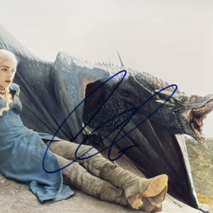 Emilia Clarke signed 8x10 photo as Daenerys Targaryen with Drogon from Game of Thrones