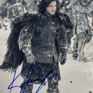 Kit Harington signed 8x10 photo as Jon Snow in snowy Night's Watch scene from Game of Thrones