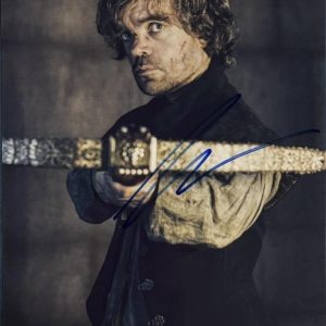 Autographed 8x10 photo of Peter Dinklage as Tyrion Lannister holding a crossbow in Game of Thrones